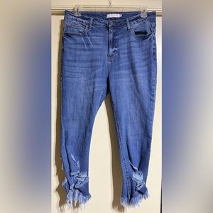 Glitzy Girlz Stretch Jeans with Frayed Hems